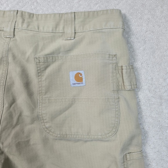 Carhartt Force Ripstop Carpenter Work Shorts Mens 36 Tan Khaki Relaxed Fit Flaw - Picture 1 of 11